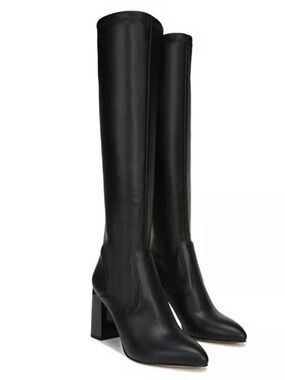 Franco Sarto 6 Katherine Black Knee High Block Heel Boots